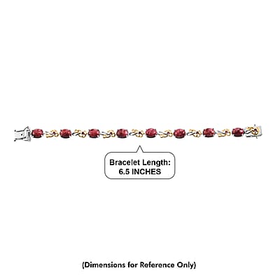 EverTrue Premium Norwegian Thulite and Orissa Rose Garnet 14.90 ctw Blooming Floral Bracelet in 18K YG Plated and Platinum Bond (6.50 In)