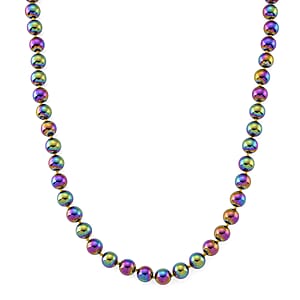 Rainbow Color Terahertz 290.00 ctw Beaded Necklace in Stainless Steel 20 Inches