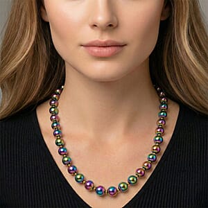 Rainbow Color Terahertz 290.00 ctw Beaded Necklace in Stainless Steel 20 Inches