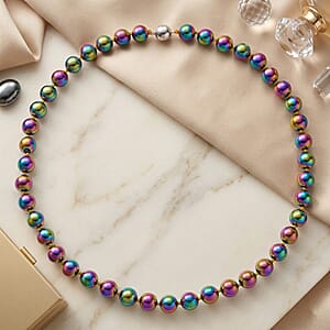 Rainbow Color Terahertz 290.00 ctw Beaded Necklace in Stainless Steel 20 Inches