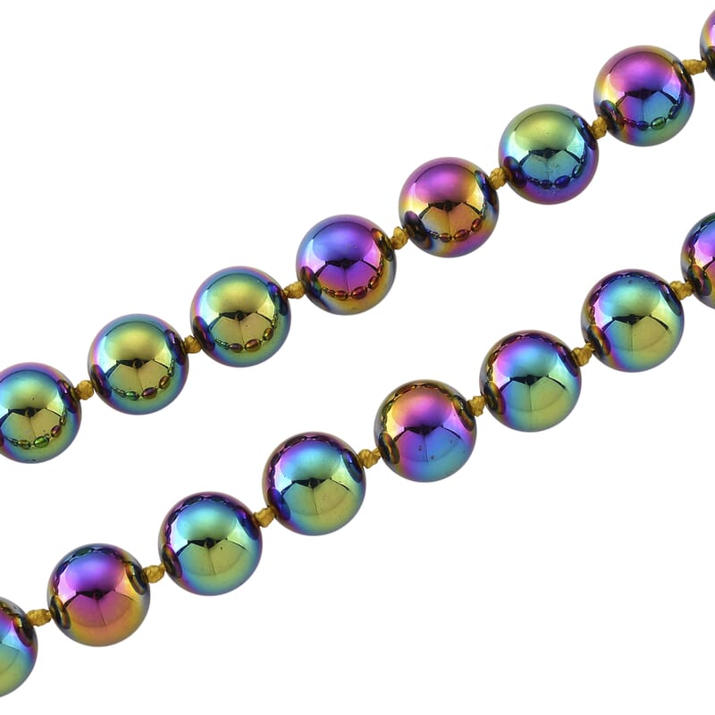 Rainbow Color Terahertz 290.00 ctw Beaded Necklace in Stainless Steel 20 Inches