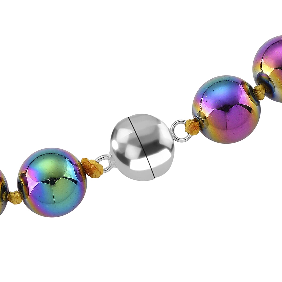 Rainbow Color Terahertz 290.00 ctw Beaded Necklace in Stainless Steel 20 Inches image number 4