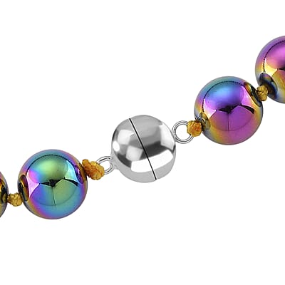 Rainbow Color Terahertz 290.00 ctw Beaded Necklace in Stainless Steel 20 Inches