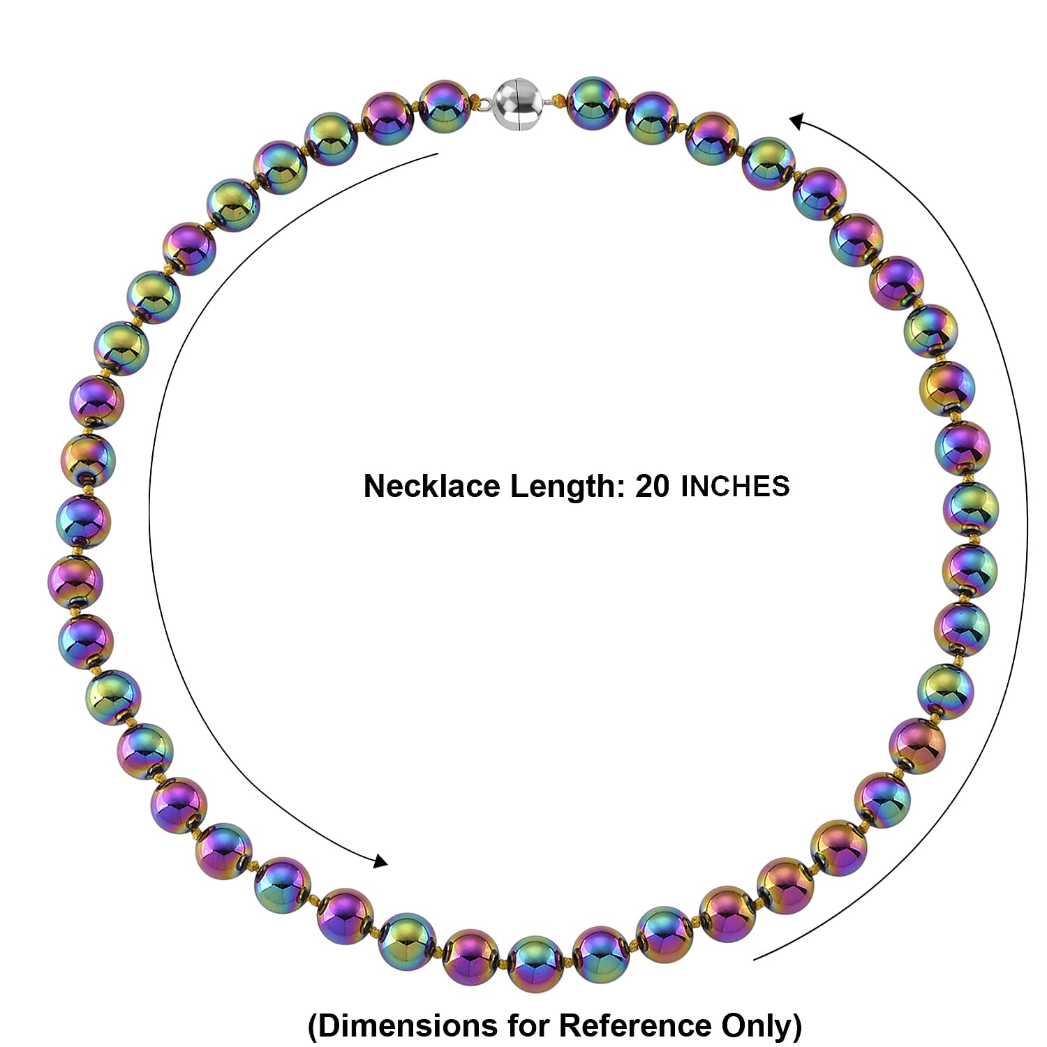 Rainbow Color Terahertz 290.00 ctw Beaded Necklace in Stainless Steel 20 Inches