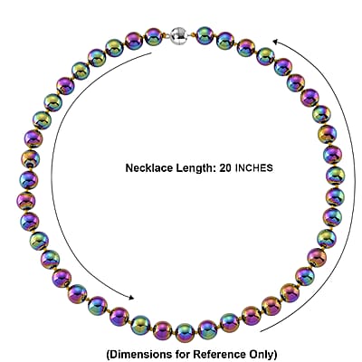 Rainbow Color Terahertz 290.00 ctw Beaded Necklace in Stainless Steel 20 Inches
