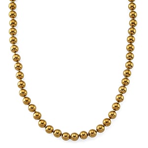 Golden Color Terahertz 290.00 ctw Beaded Necklace in Stainless Steel 20 Inches