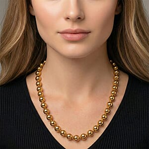 Golden Color Terahertz 290.00 ctw Beaded Necklace in Stainless Steel 20 Inches