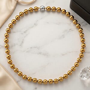Golden Color Terahertz 290.00 ctw Beaded Necklace in Stainless Steel 20 Inches
