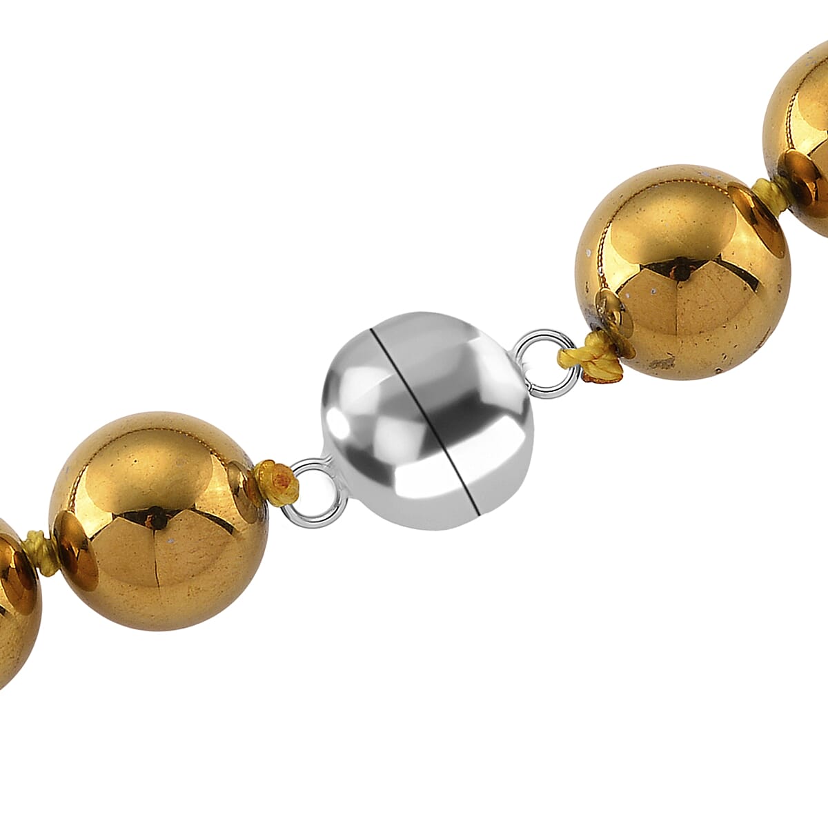 Golden Color Terahertz 290.00 ctw Beaded Necklace in Stainless Steel 20 Inches image number 4