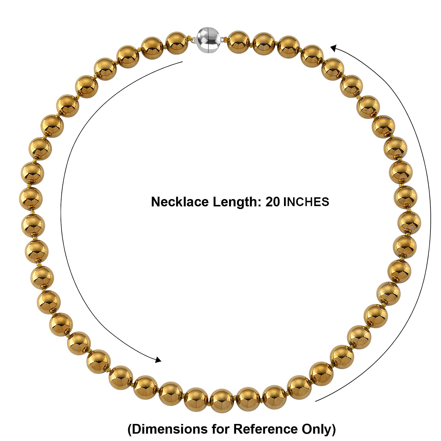 Golden Color Terahertz 290.00 ctw Beaded Necklace in Stainless Steel 20 Inches