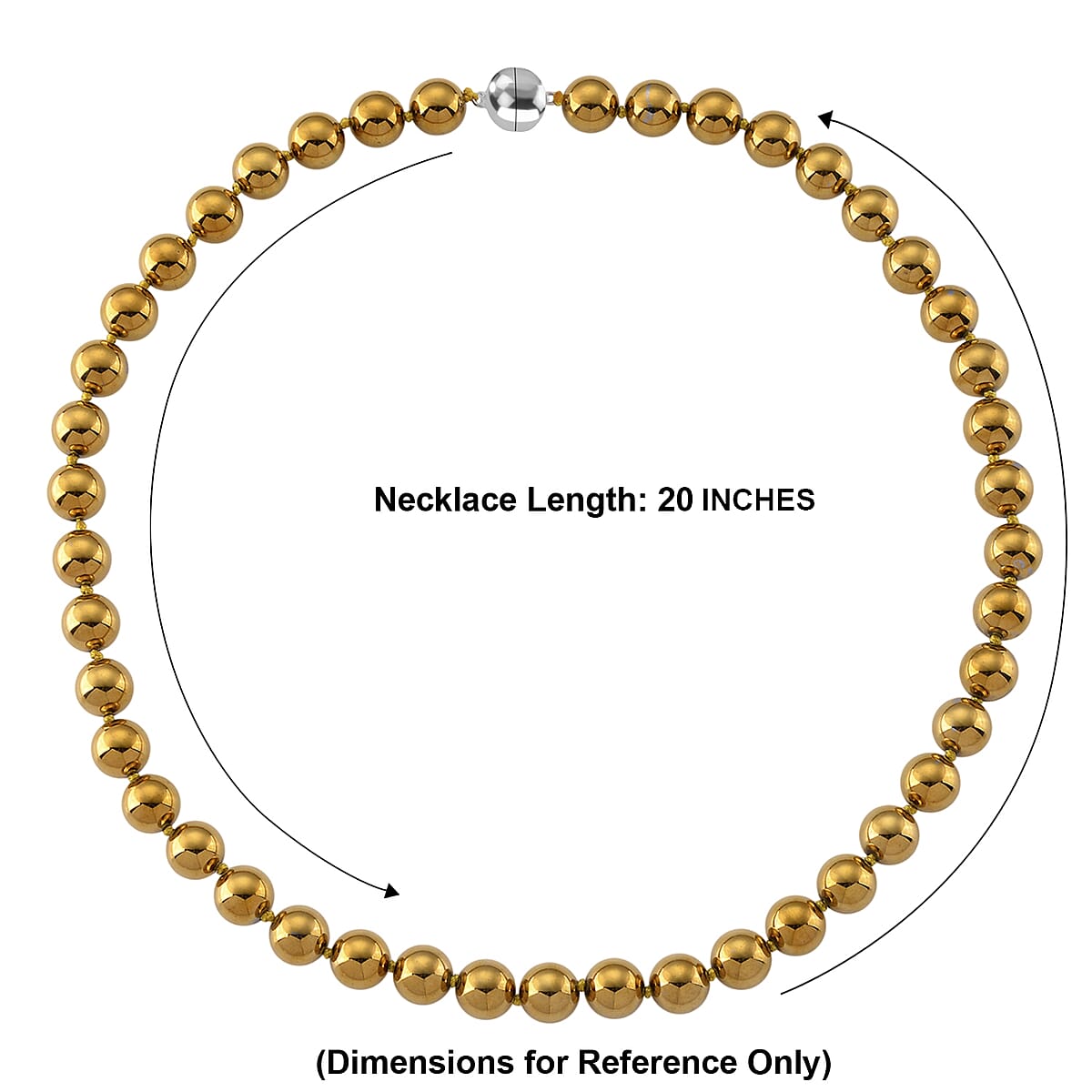 Golden Color Terahertz 290.00 ctw Beaded Necklace in Stainless Steel 20 Inches image number 5