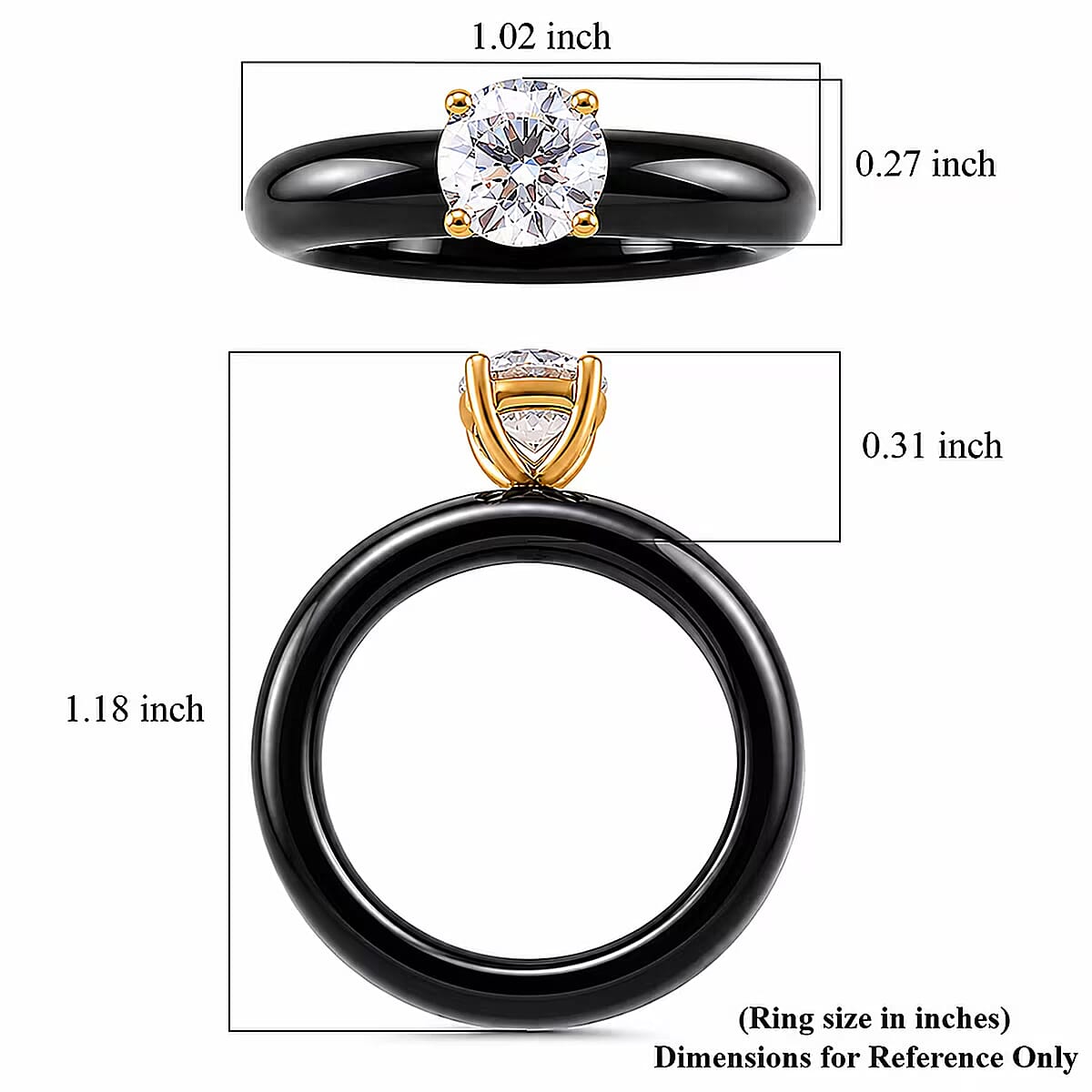10K Yellow Gold Luxuriant Lab Grown Diamond (G-H, SI) (1 cts), Natural Black Jade Band Ring (Size 10.0) 11.65 ctw image number 6