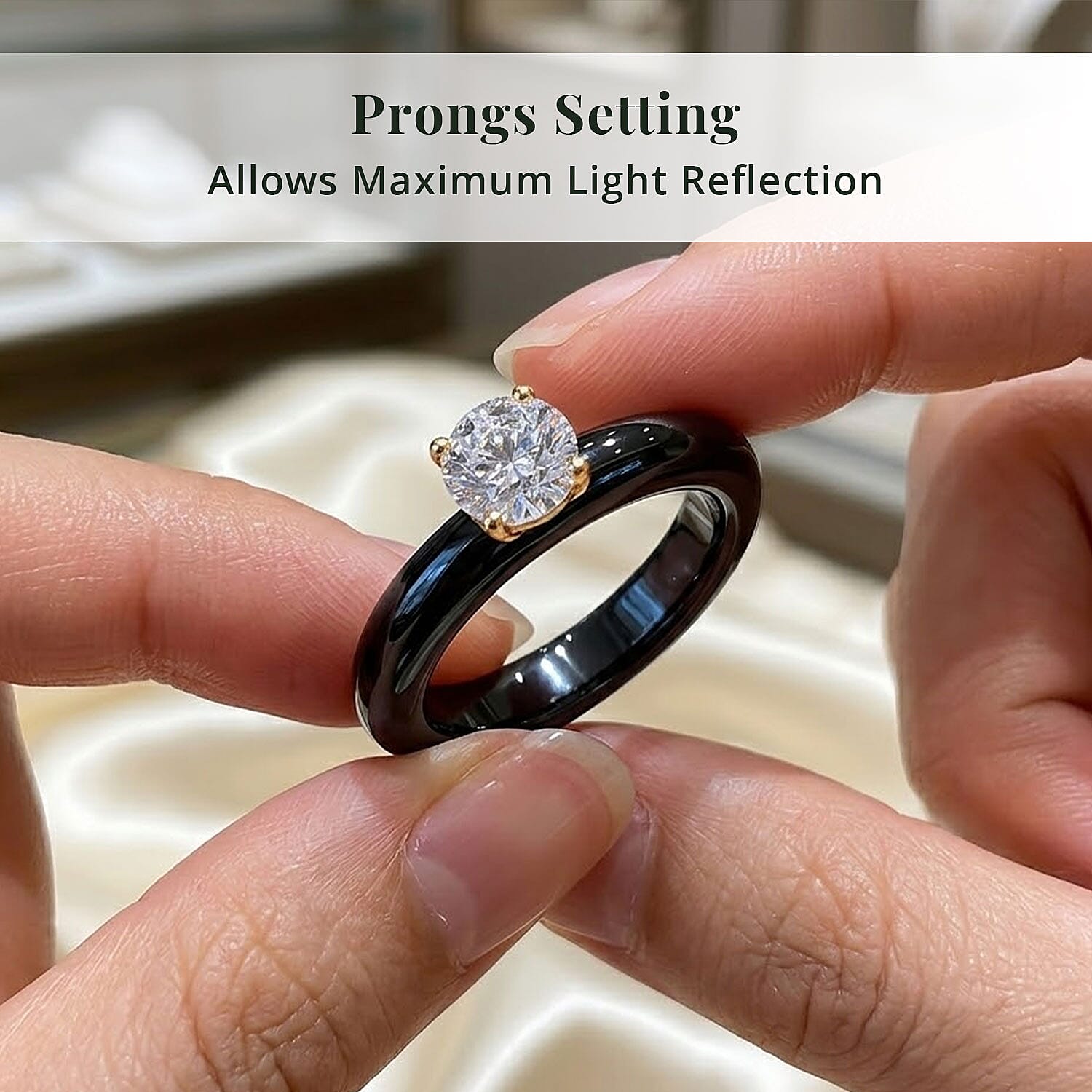 Luxuriant Lab Grown Diamond G-H SI and Natural Black Jade Band 11.65 ctw Midnight Spark Ring in 10K Yellow Gold (Size 5.0)