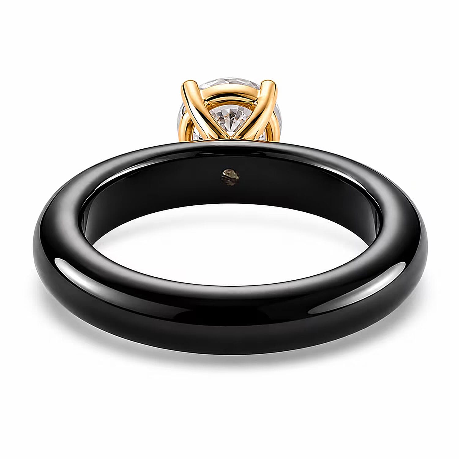 Luxuriant Lab Grown Diamond G-H SI and Natural Black Jade Band 11.65 ctw Midnight Spark Ring in 10K Yellow Gold (Size 5.0)