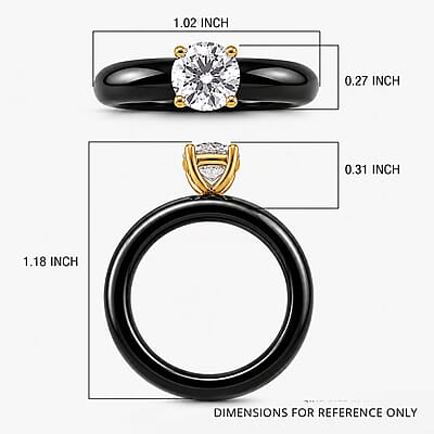 Luxuriant Lab Grown Diamond G-H SI and Natural Black Jade Band 11.65 ctw Midnight Spark Ring in 10K Yellow Gold (Size 5.0)