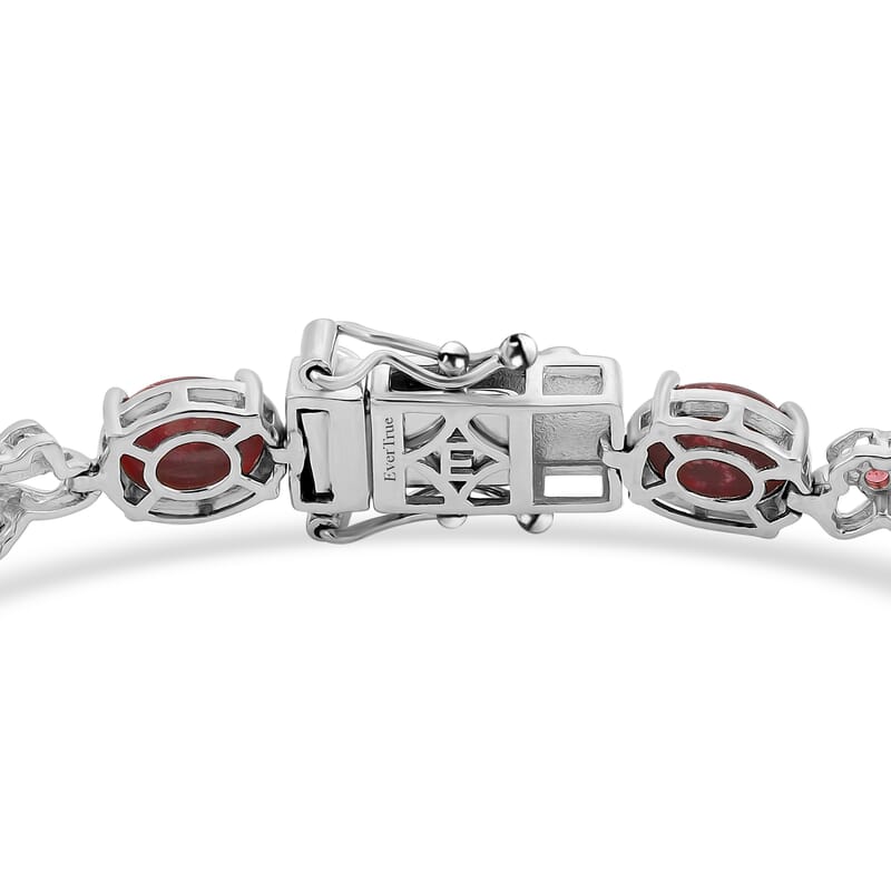 EverTrue Premium Norwegian Thulite and Orissa Rose Garnet 16.75 ctw Blooming Floral Bracelet in 18K YG Plated and Platinum Bond (7.25 In)