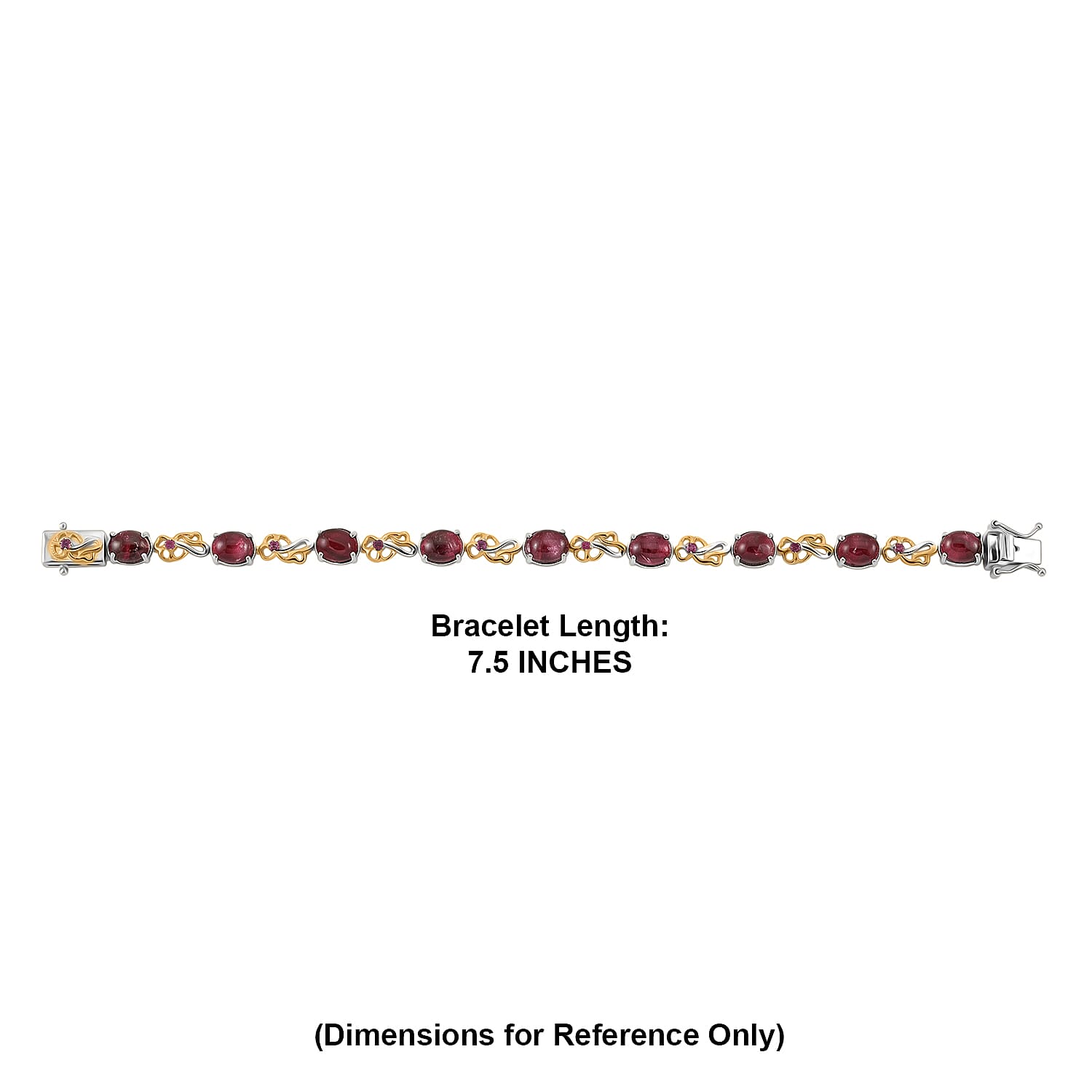 EverTrue Premium Norwegian Thulite and Orissa Rose Garnet 16.75 ctw Blooming Floral Bracelet in 18K YG Plated and Platinum Bond (7.25 In)