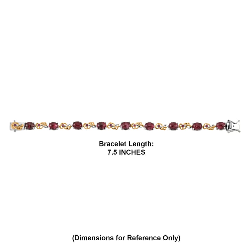 EverTrue Premium Norwegian Thulite and Orissa Rose Garnet 16.75 ctw Blooming Floral Bracelet in 18K YG Plated and Platinum Bond (7.25 In)