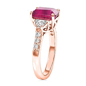 D'Joy Niassa Ruby (FF) and Moissanite 4.40 ctw Ring in 18K Vermeil Rose Gold Over Sterling Silver (Size 12.0)