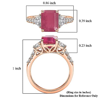 D'Joy Niassa Ruby (FF) and Moissanite 4.40 ctw Ring in 18K Vermeil Rose Gold Over Sterling Silver (Size 7.5)