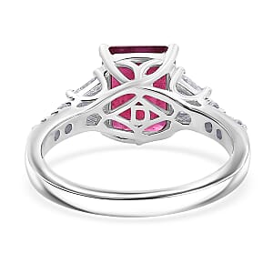 D'Joy Niassa Ruby (FF) and Moissanite 4.40 ctw Ring in Rhodium Over Sterling Silver (Size 7.0)