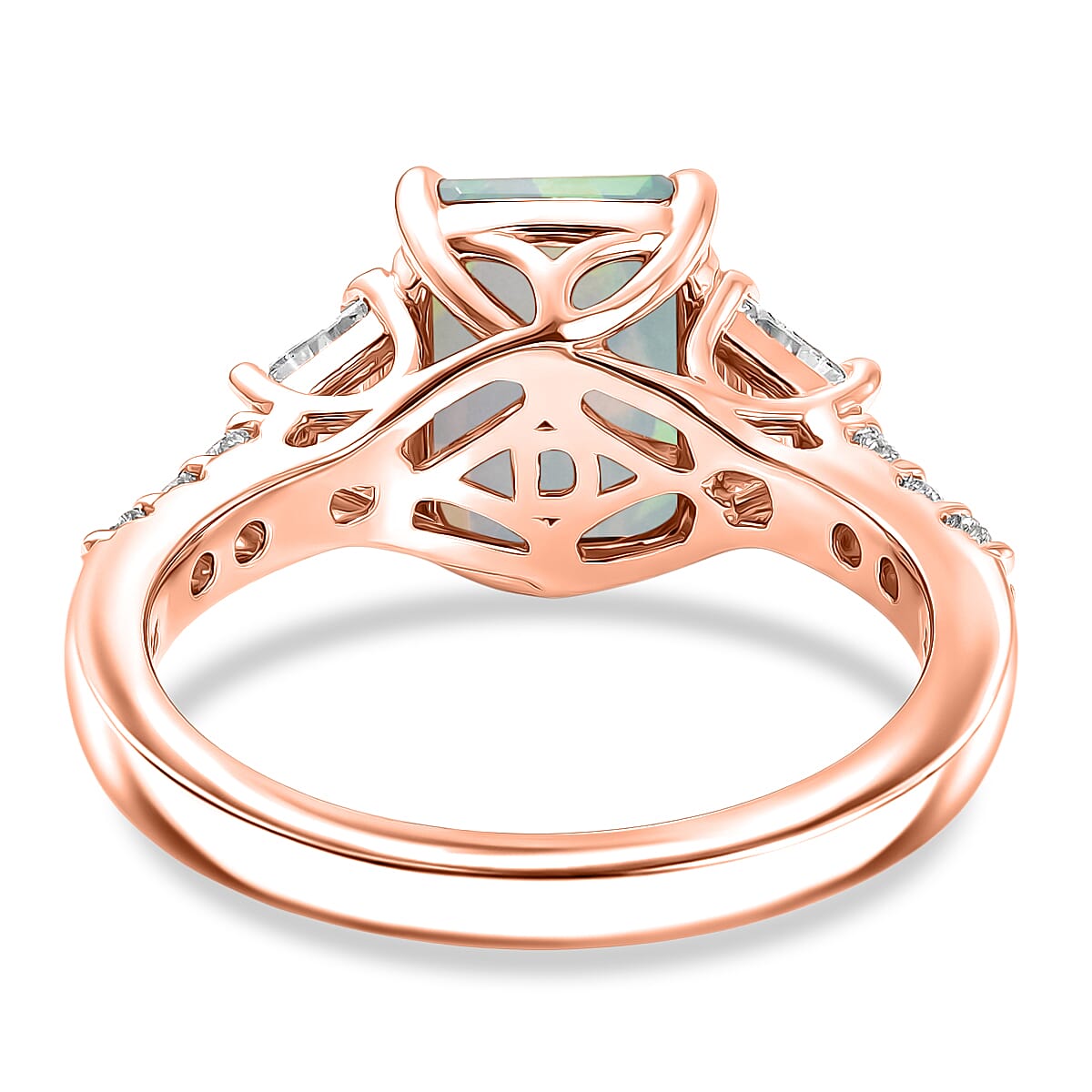 D'Joy Ethiopian Welo Opal and Moissanite 2.20 ctw Ring in 18K Vermeil Rose Gold Over Sterling Silver (Size 11.0) image number 4