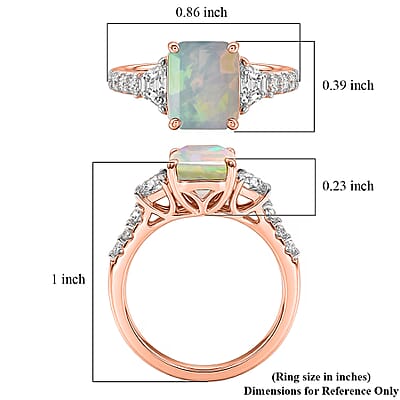 D'Joy Ethiopian Welo Opal and Moissanite 2.20 ctw Ring in 18K Vermeil Rose Gold Over Sterling Silver (Size 11.0)