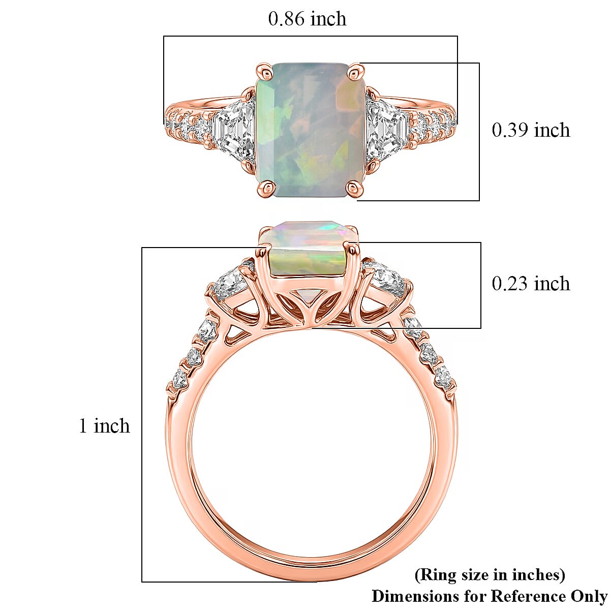 D'Joy Ethiopian Welo Opal and Moissanite 2.20 ctw Ring in 18K Vermeil Rose Gold Over Sterling Silver (Size 7.5) image number 5