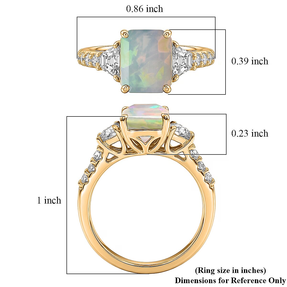 D'Joy Ethiopian Welo Opal and Moissanite 2.20 ctw Ring in 18K Vermeil Yellow Gold Over Sterling Silver (Size 8.0) image number 5