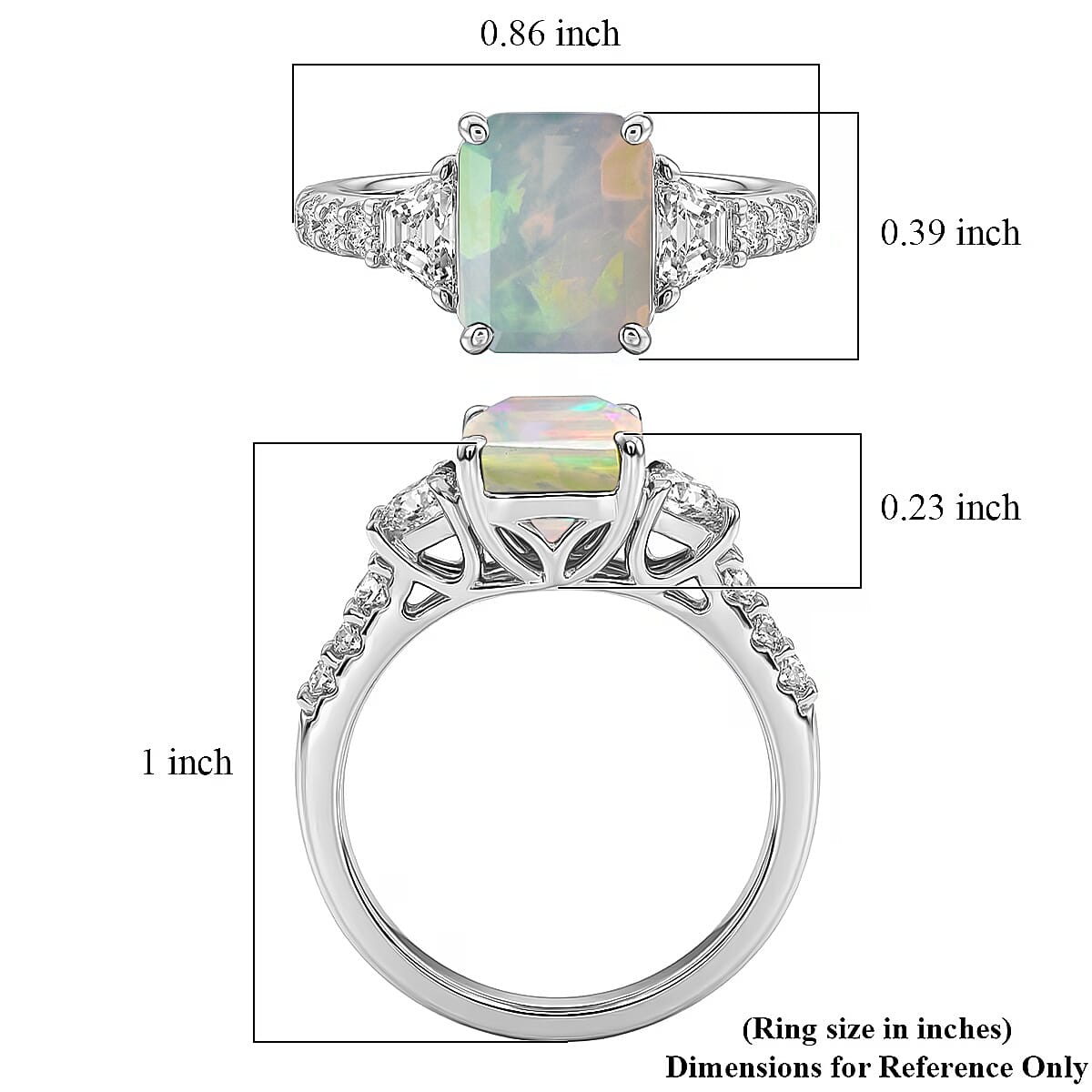D'Joy Ethiopian Welo Opal and Moissanite 2.20 ctw Ring in Rhodium Over Sterling Silver (Size 11.5) image number 5