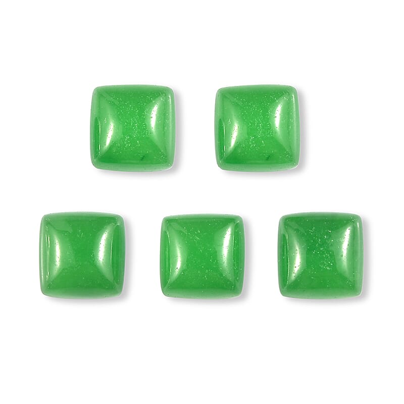 Premium Green Jade (D) Set of 5 (Cush 5x5 mm) 4.23 ctw