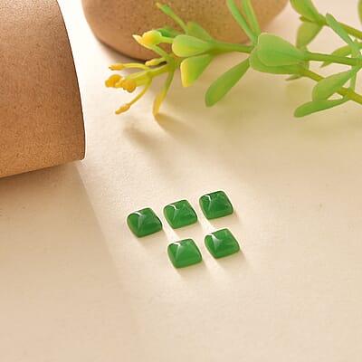 Premium Green Jade (D) Set of 5 (Cush 5x5 mm) 4.23 ctw