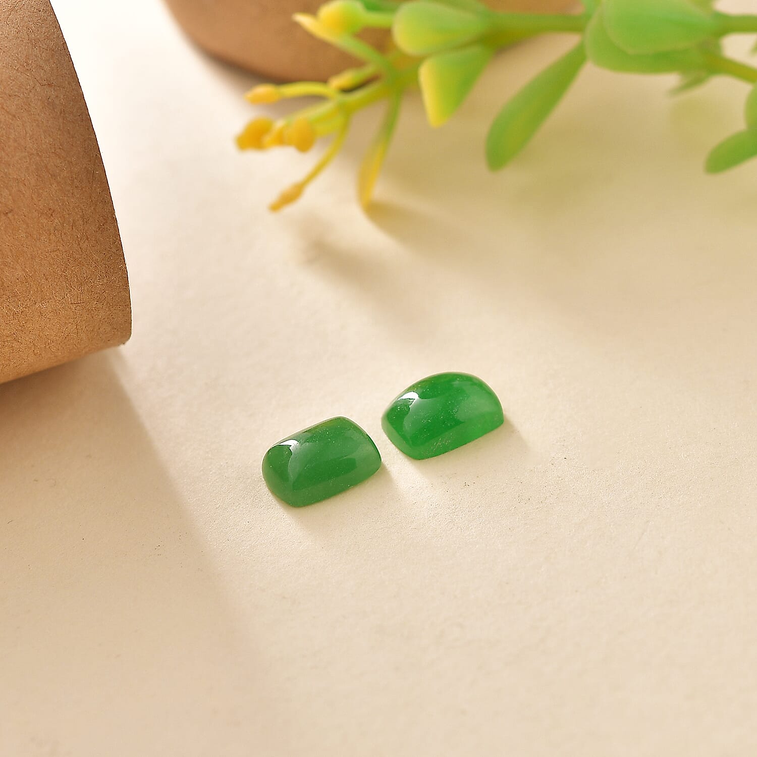 Premium Green Jade (D) Set of 2 (Cush 8x6 mm) 3.35 ctw