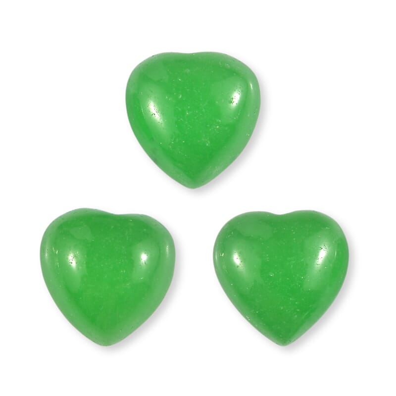 Premium Green Jade (D) Set of 3 (Hrt 6 mm) 3.04 ctw
