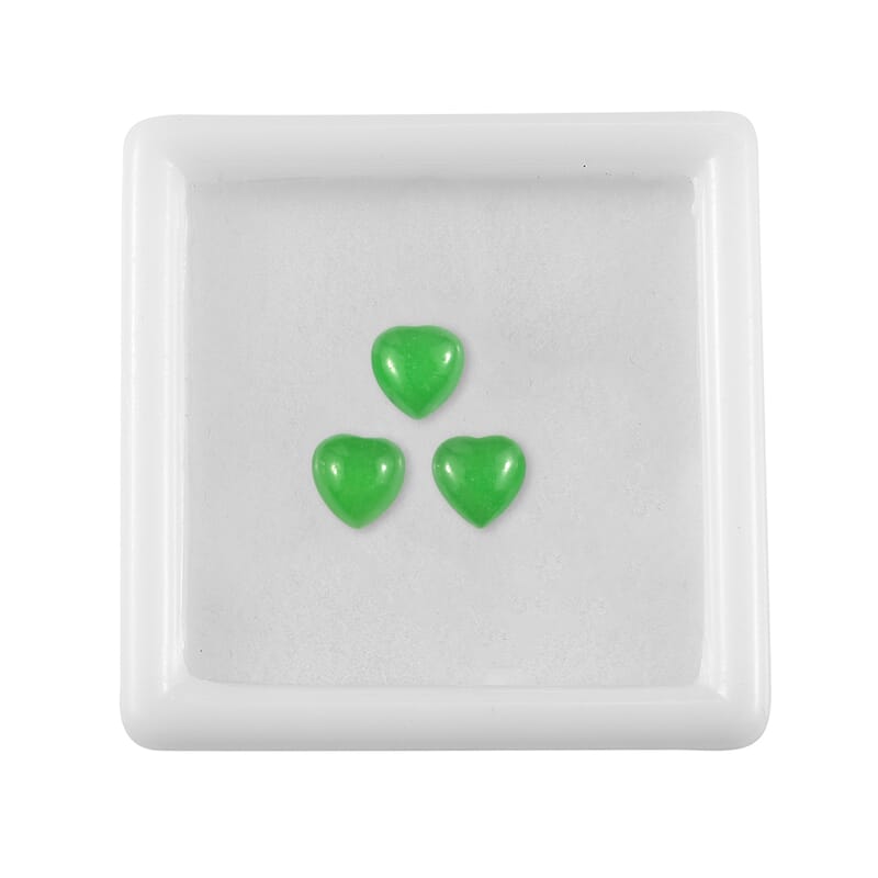 Premium Green Jade (D) Set of 3 (Hrt 6 mm) 3.04 ctw