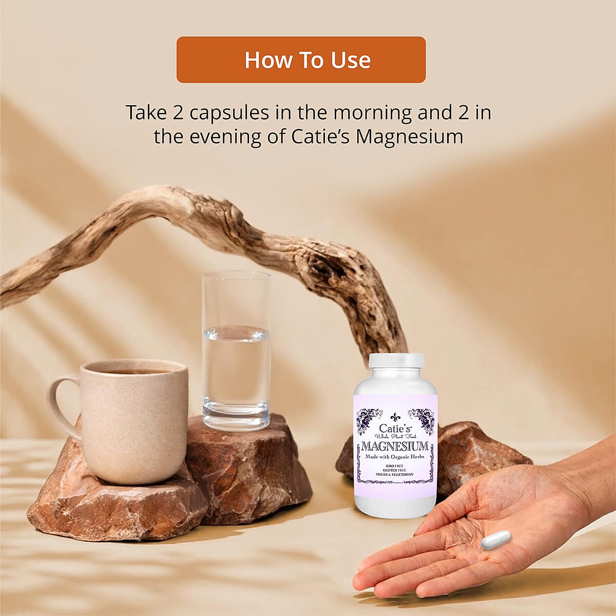 Catie's Whole Plant Food Magnesium Capsule (120 Capsules) Made in US image number 3