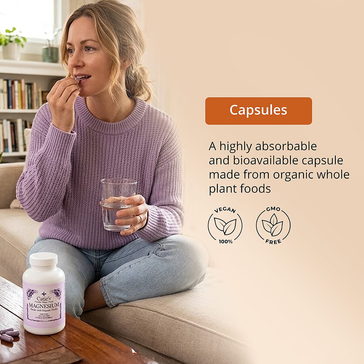 Catie's Whole Plant Food Magnesium Capsule (120 Capsules) Made in US image number 5