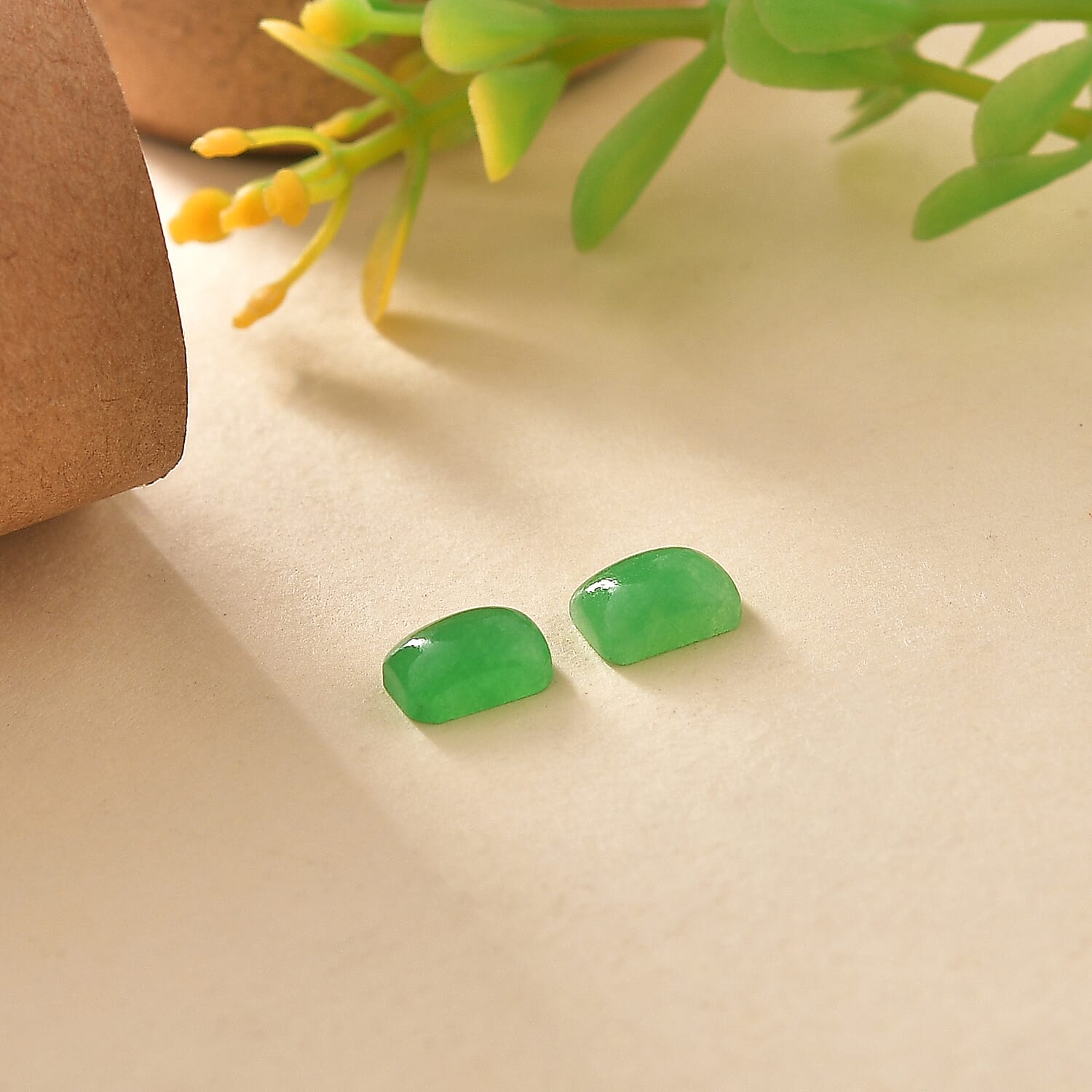 Green Jade (D) Set of 2 (Oct 7x5 mm) 2.07 ctw