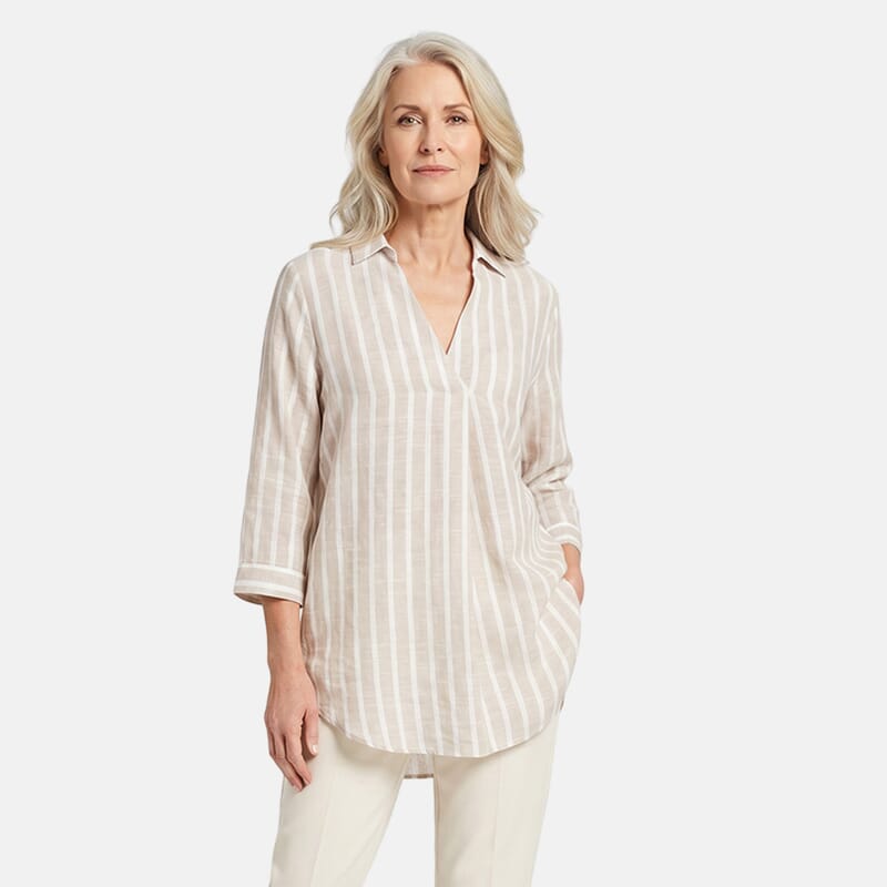 Lina Gabrielle Natural Stripe Tunic-L