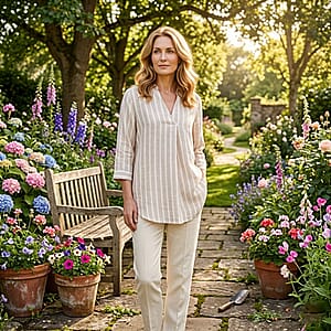 Lina Gabrielle Natural Stripe Tunic-L