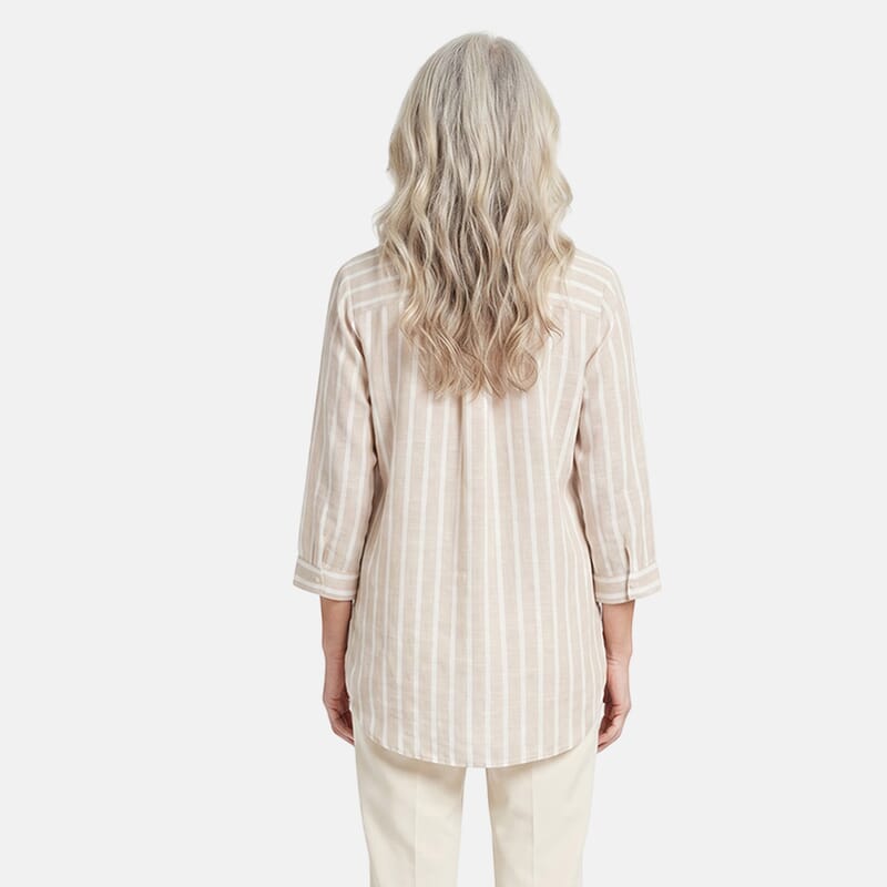 Lina Gabrielle Natural Stripe Tunic-L