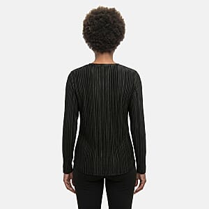 Absolute Angel Black Crystal Pleat Satin Tunic 2X