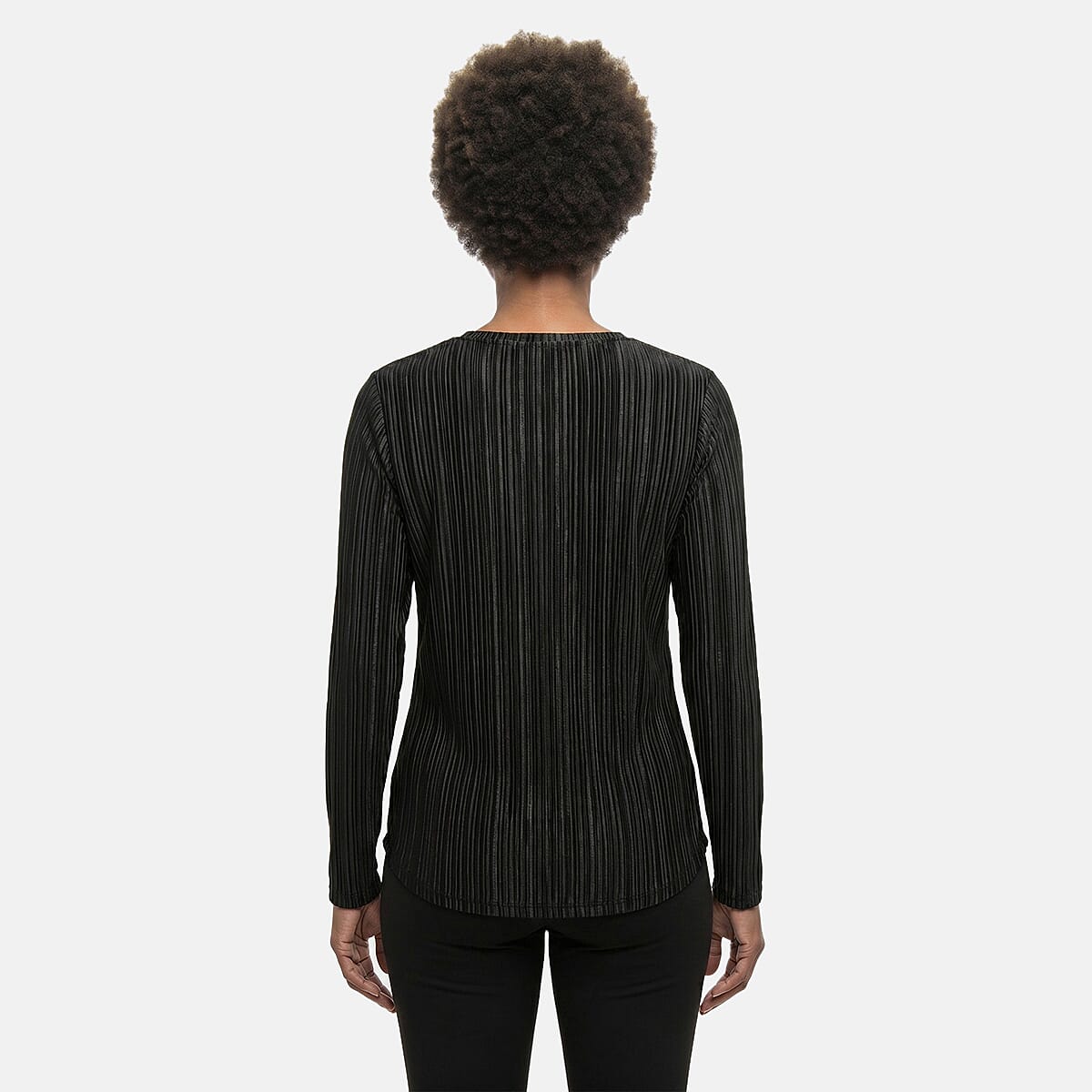 Absolute Angel Black Crystal Pleat Satin Tunic 3X image number 2