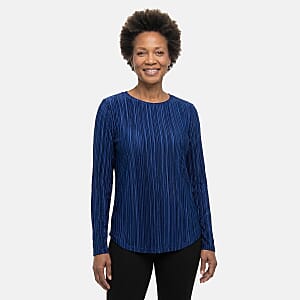 Absolute Angel Royal Blue Crystal Pleat Satin Tunic 3X