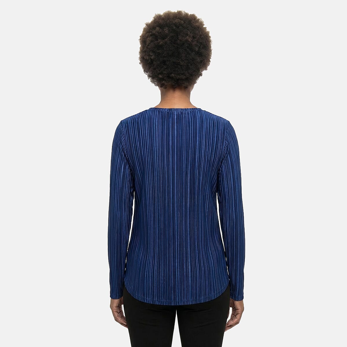 Absolute Angel Royal Blue Crystal Pleat Satin Tunic 3X image number 2