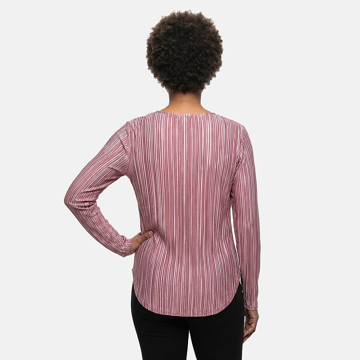 Absolute Angel Pale Mauve Crystal Pleat Satin Tunic 2X image number 2