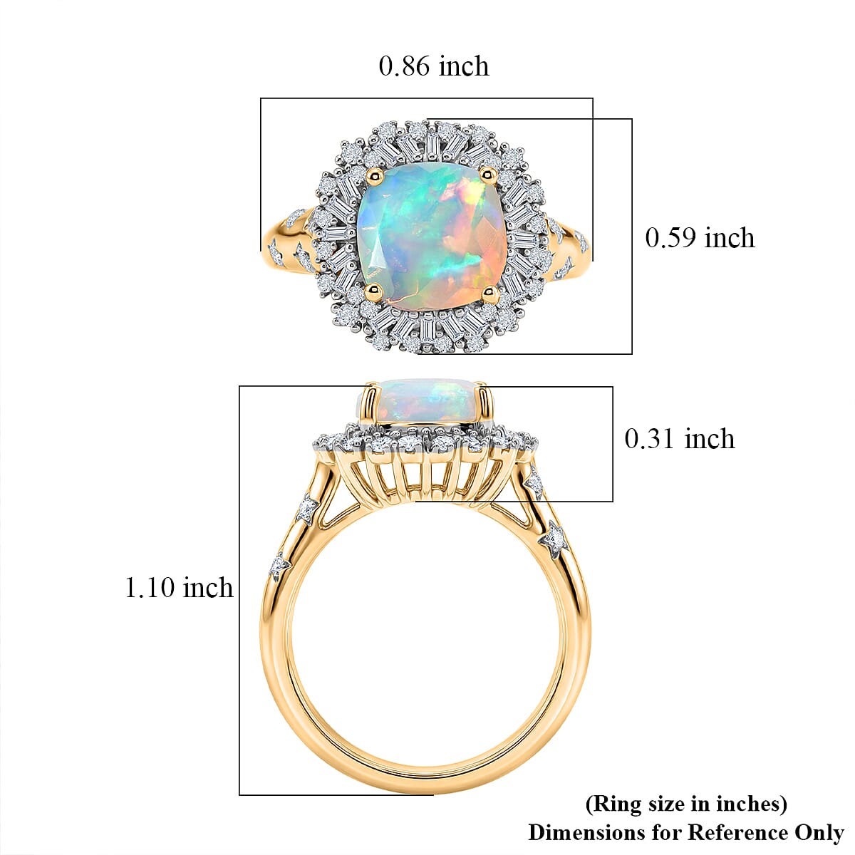 GP Celestial Dream Collection Premium Ethiopian Welo Opal and Diamond 2.35 ctw Ring in 18K Vermeil Yellow Gold Over Sterling Silver (Size 10.0) image number 6
