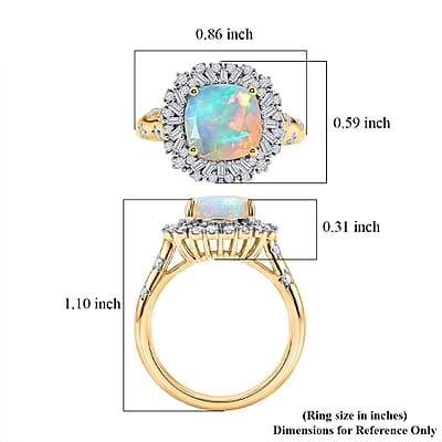 GP Celestial Dream Collection Premium Ethiopian Welo Opal and Diamond 2.35 ctw Ring in 18K Vermeil Yellow Gold Over Sterling Silver (Size 6.0)