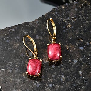 EverTrue Premium Norwegian Thulite 8.00 ctw Victorian Blush Earrings in 18K Yellow Gold Plated