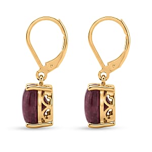 EverTrue Premium Norwegian Thulite 8.00 ctw Victorian Blush Earrings in 18K Yellow Gold Plated